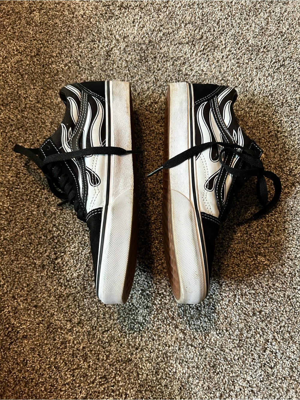 Vans Old Skool Black and White Flames Sneakers - Picture 4 of 8